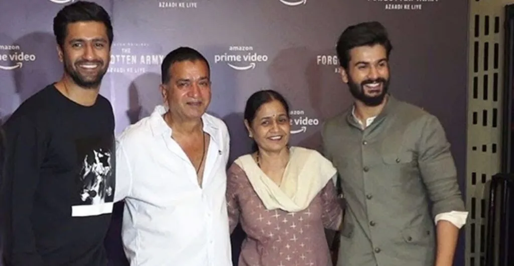 Veena Kaushal with vicky kaushal and sham kaushal